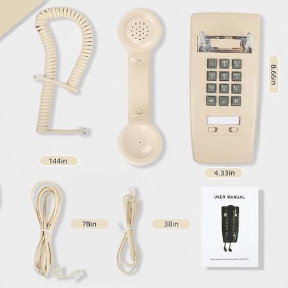 Imagem de Telefone de parede com fio, retrô, design clássico, bege