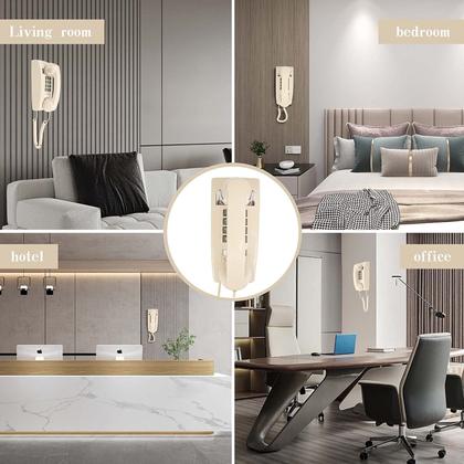 Imagem de Telefone de parede com fio, retrô, design clássico, bege