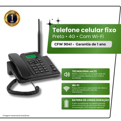 Imagem de Telefone Fixo aceita CHIP 4G Celular Rural com WiFi Intelbras CFW 9041 vivavoz, SMS