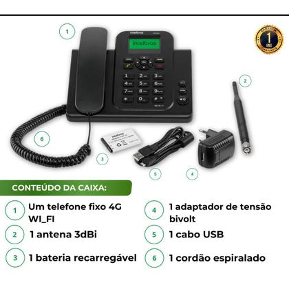 Imagem de Telefone Fixo aceita CHIP 4G Celular Rural com WiFi Intelbras CFW 9041 vivavoz, SMS