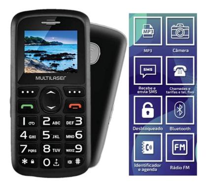 Imagem de Telefone Fixo Celular Vita 3g Base Botão Sos Fm Fácil Uso