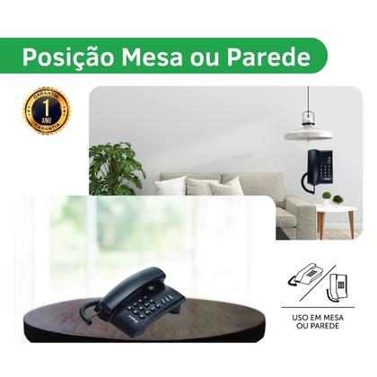 Imagem de Telefone Fixo Com Fio Pleno Intelbras Sem Chave Preto - 2 Unidades