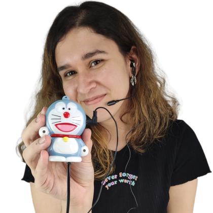 Imagem de Telefone Fixo Doraemon Mesa C Headset Microfone Flexivel Anime Colecionavel Enfeite Telefonia Desenho
