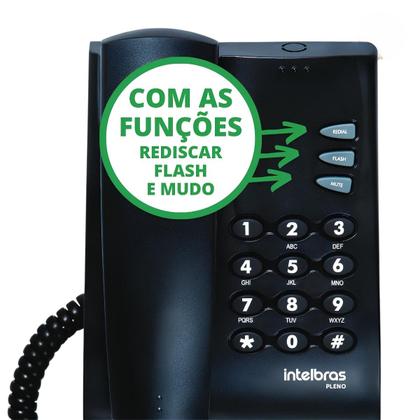 Imagem de Telefone Fixo Intelbras De Mesa Parede Com Fio Pleno Preto