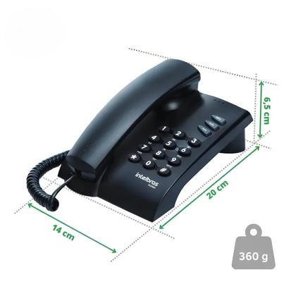 Imagem de Telefone Fixo Intelbras De Mesa Parede Com Fio Pleno Preto