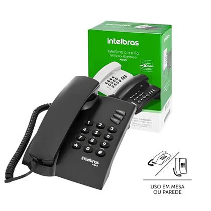 Imagem de Telefone Fixo Intelbras De Mesa Parede Com Fio Pleno Preto