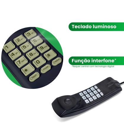 Imagem de Telefone Gôndola com Fio Intelbras com Função Interfone  TC 20 Preto - 3 Unidades