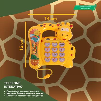 Imagem de Telefone Infantil Girafa Brinquedo Amarelo Educativo