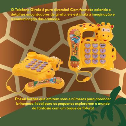 Imagem de Telefone Infantil Girafa Brinquedo Amarelo Educativo