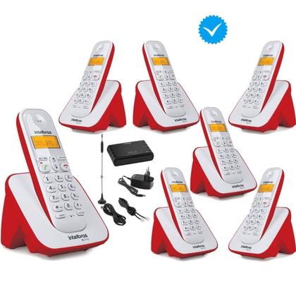 Imagem de Telefone Vermelho com 6 Ramal entrada Chip 3G Combo oficial