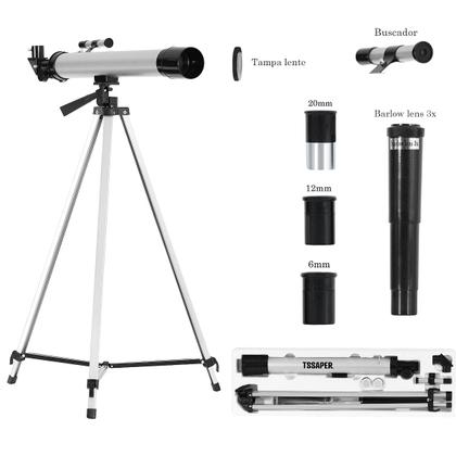 Imagem de Telescópio Astronômico e terrestre luneta azimutal 600mmX50mm Com Ampliação até 450x Tssaper TSLES65