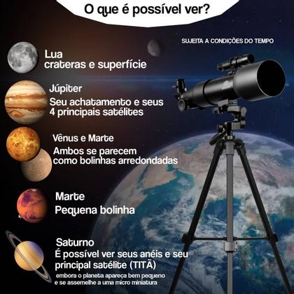 Imagem de Telescopio Astronomico Greika Adulto e Criança 60mm F360 com Tripé Ajustável