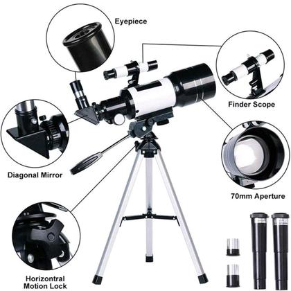 Imagem de Telescópio Astronômico Terrestre Lunar Refrator Luneta Barlow Microscópio Visão Noturna Objetiva Longo Alcance Pedestal