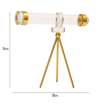 Imagem de Telescópio Luneta Decorativo em Cristal com Base Dourada e Design Luxo - 38cm