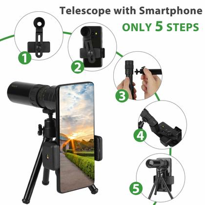 Imagem de Telescópio Monocular Profissional Super Zoom Aumento Luneta Para Tirar Foto Celular Camping Pesca Alta Visibilidade Lua