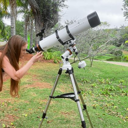 Imagem de Telescópio Refrator 120 900mm Aries 2 Potência Ampliação Observação Astros Lentes Acessórios Explorar Céu Universo Uranum