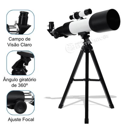 Imagem de Telescópio + Tripé Astronômico Refrator Luneta Zoom Até 90x Fácil de Montar F36060