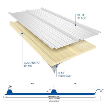 Imagem de Telha Termica Sanduiche Kingspan Pir 30MM Branco S Forro 3MT