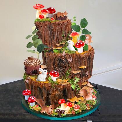 Imagem de Tema de decoração de bolos JeVenis Mushroom Woodland Animals
