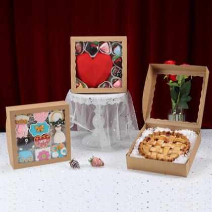 Imagem de TEMLQPACK 50 cajas de panadería marrón con ventana, 22.8 x 22.8 x 6.3 cm