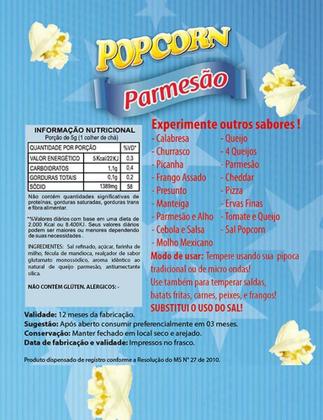 Imagem de Temperos Pipoca Caixa 12 Frascos 6 Parmesão E 6 Flavapop