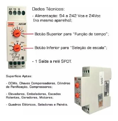 Imagem de Temporizador aeg 15,0s 94/242vca/24vca/vcc coel