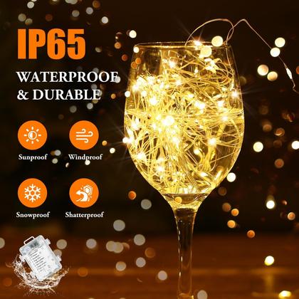 Imagem de Temporizador de bateria String Lights Lakumu, pacote com 6, 10 m e 100 LED