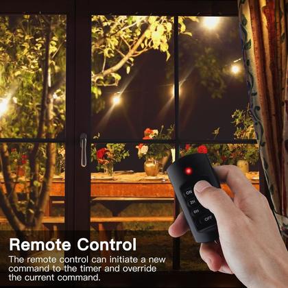 Imagem de Temporizador de luzes externas à prova d'água com controle remoto de 3 tomadas Minetom