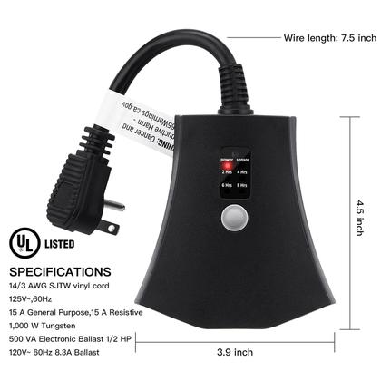 Imagem de Temporizador de luzes externas à prova d'água com controle remoto de 3 tomadas Minetom