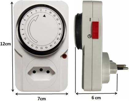 Imagem de Temporizador de Tomada Mecânico com Timer Analógico Programável Bivolt 110v 220v Fachadas Painéis Luminosos Psicinas Aquários Jardim Geladeira