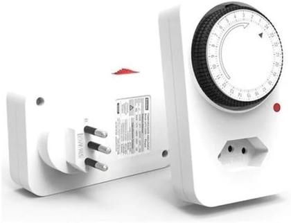 Imagem de Temporizador de Tomada Mecânico com Timer Analógico Programável Bivolt 110v 220v Fachadas Painéis Luminosos Psicinas Aquários Jardim Geladeira