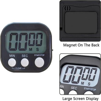 Imagem de Temporizador Digital Relogio Timer Magnetico Cronometro Alarme Cozinha Academia Ima Geladeira