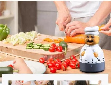 Imagem de Temporizador Manual Timer Cozinha Formato Cozinheiro 60 Min