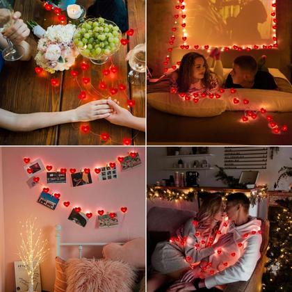 Imagem de Temporizador operado por bateria String Lights EXF 3m Red Heart