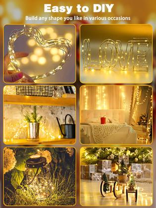 Imagem de Temporizador String Lights BOSSERN, pacote com 6, 20 pés e 60 LED, branco quente