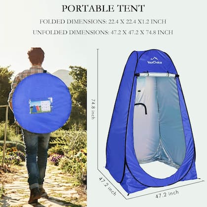 Imagem de Tenda de chuveiro portátil de sua escolha, pop-up, 120x120x190cm, azul