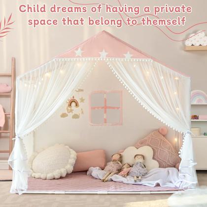 Imagem de Tenda de Jogos Avrsol Kids com Tapete - Casa de Brincar Infantil Rosa para Uso Interno