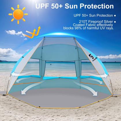 Imagem de Tenda de praia UNICAMPER, abrigo solar para 2-3 pessoas, UPF 50+, azul