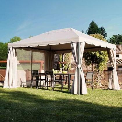 Imagem de Tenda Gazebo Pergolado Aco E Poliester Com Cortina 3x3m