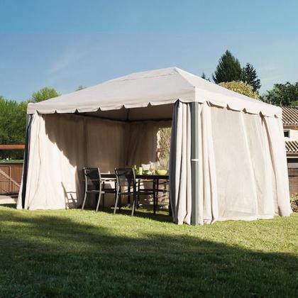 Imagem de Tenda Gazebo Pergolado Aco E Poliester Com Cortina 3x3m