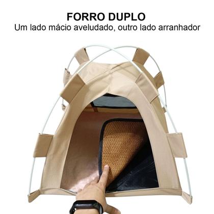 Imagem de Tenda Portatil Caminha Gato Cachorro Pet Animais Estimaçao Casinha Cabana Dobravel Arranahdor Confortavel Rasqueavel