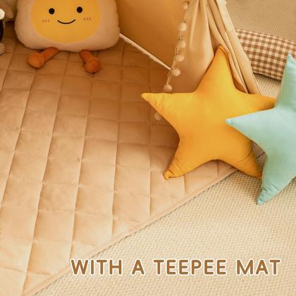 Imagem de Tenda Teepee Wirhao para crianças com tapete de algodão, lona e luzes