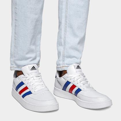Tênis Adidas Breaknet 2.0 Branco/Azul/Vermelho Tam. 42