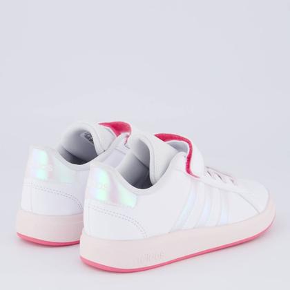Imagem de Tênis Adidas Grand Court 2.0 EL Infantil Branco e Rosa Claro