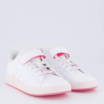 Imagem de Tênis Adidas Grand Court 2.0 EL Infantil Branco e Rosa Claro