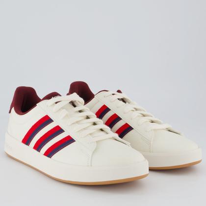 Imagem de Tênis Adidas Grand Court 3.0 Branco Vermelho e Azul