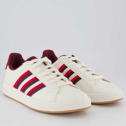 Imagem de Tênis Adidas Grand Court 3.0 Branco Vermelho e Azul