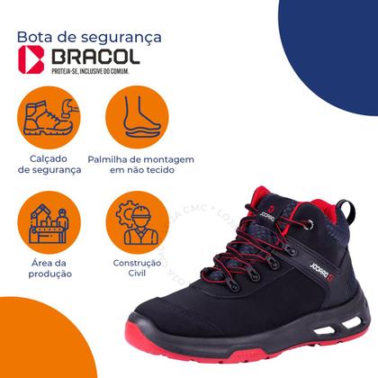 Imagem de Tenis Bota Botina Trabalho Segurança Epi Bracol Detroit Pro