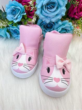 Imagem de Tênis Bota Encanto de Criança Gatinha Rosa Fashion para Meninas