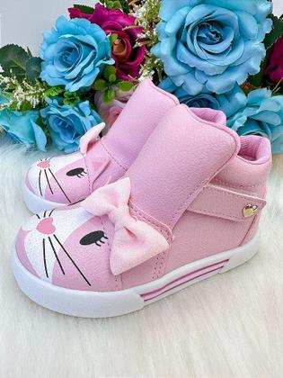 Imagem de Tênis Bota Encanto de Criança Gatinha Rosa Fashion para Meninas